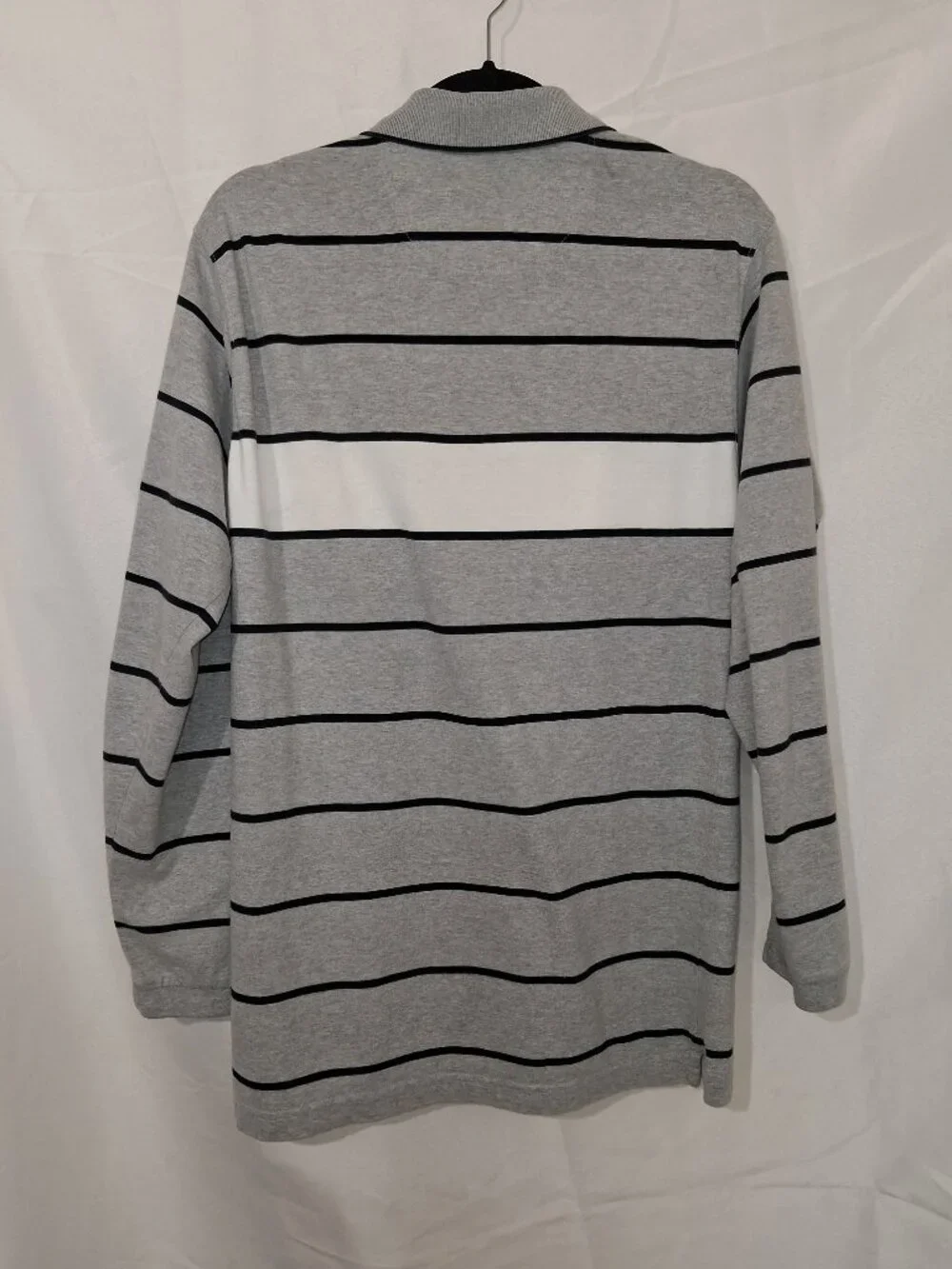 Vintage 90s Y2K Chaps Ralph Lauren Polo Shirt Mens Small Gray Striped Crest